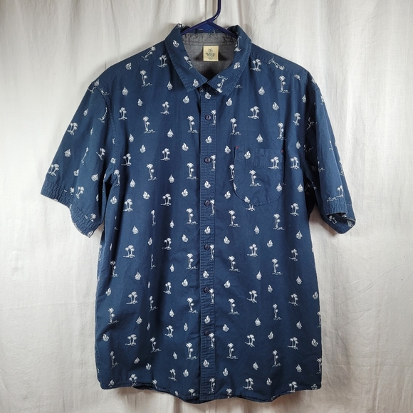 Rustic blue mens short-sleeved button down casual shirt size XL blue - Picture 1 of 5